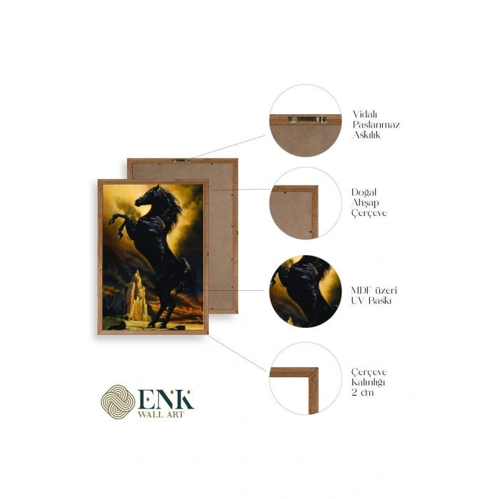 At Ahşap Çerçeveli Tablo 50 x 70