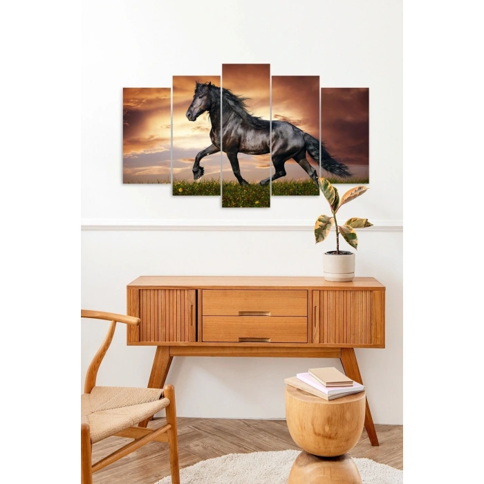 At Manzara 5 Parçalı Mdf Tablo 60 x 100