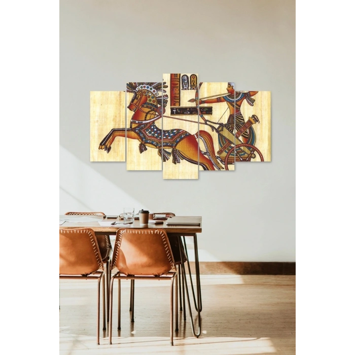 At Ok Kadın Manzara 5 Parçalı Mdf Tablo 60 x 100