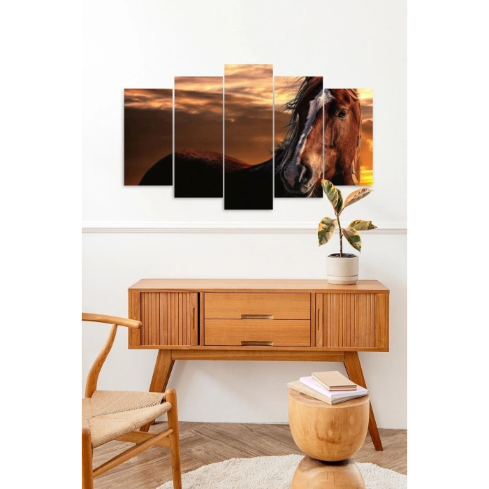 At ve Hüzün 5 Parçalı Mdf Tablo 60 x 100