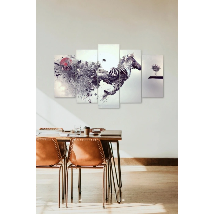 At ve Hüzün 5 Parçalı Mdf Tablo 60 x 100