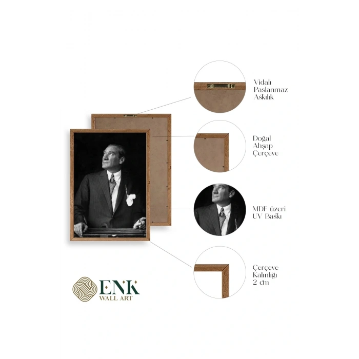 Atatürk Ahşap Çerçeveli Tablo 23 x 30