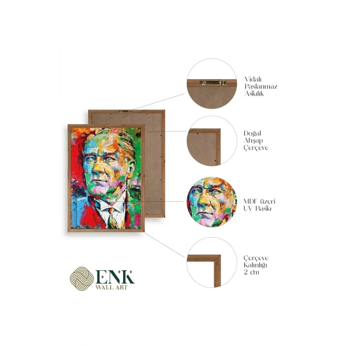 Atatürk Ahşap Çerçeveli Tablo 30 x 42