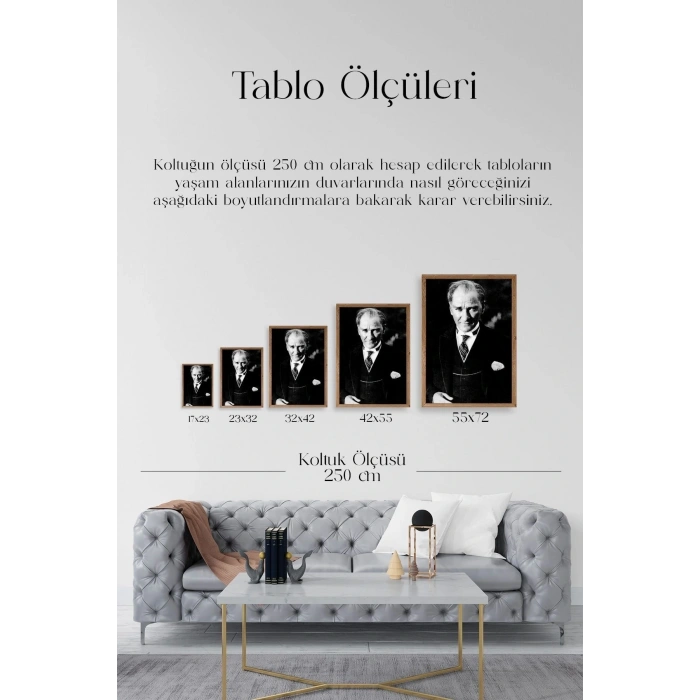Atatürk Ahşap Çerçeveli Tablo 30 x 42