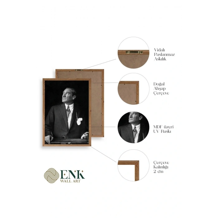 Atatürk Ahşap Çerçeveli Tablo 50 x 70