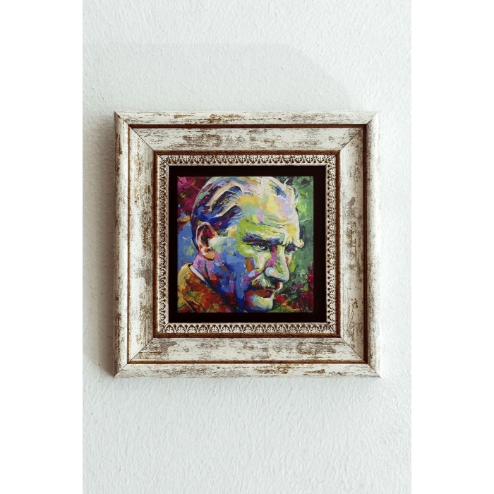 Atatürk Çerçeveli Taş Tablo , Çerçeveli Taş Duvar Dekoru-enkcrcvtbl-00134 20 cm