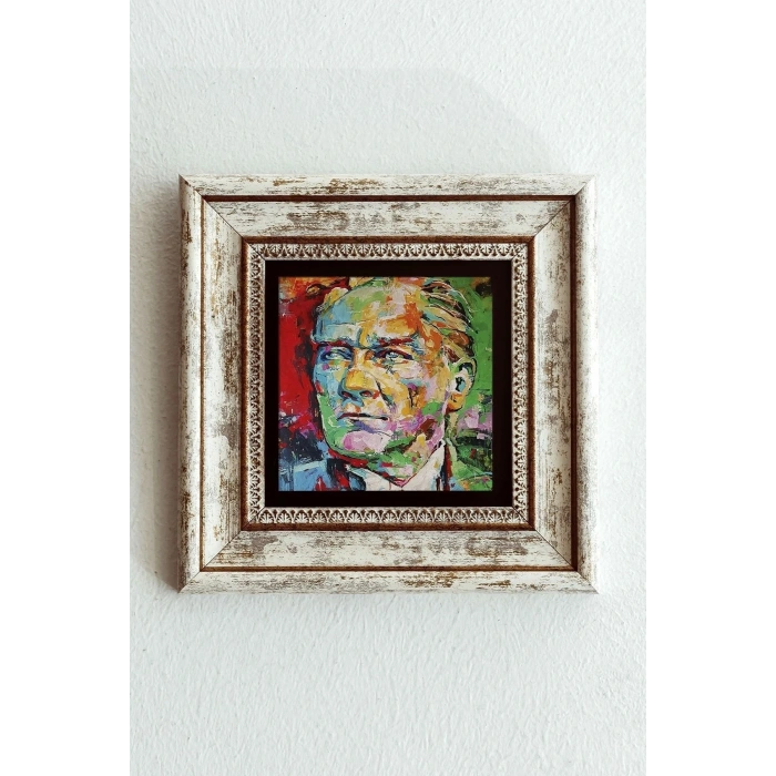 Atatürk Çerçeveli Taş Tablo , Çerçeveli Taş Duvar Dekoru-enkcrcvtbl-00173 20 cm