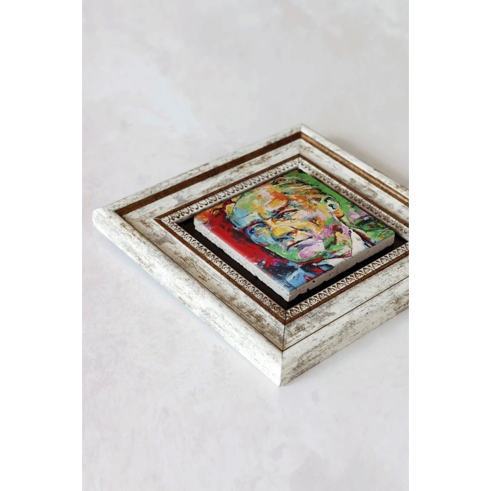 Atatürk Çerçeveli Taş Tablo , Çerçeveli Taş Duvar Dekoru-enkcrcvtbl-00173 20 cm