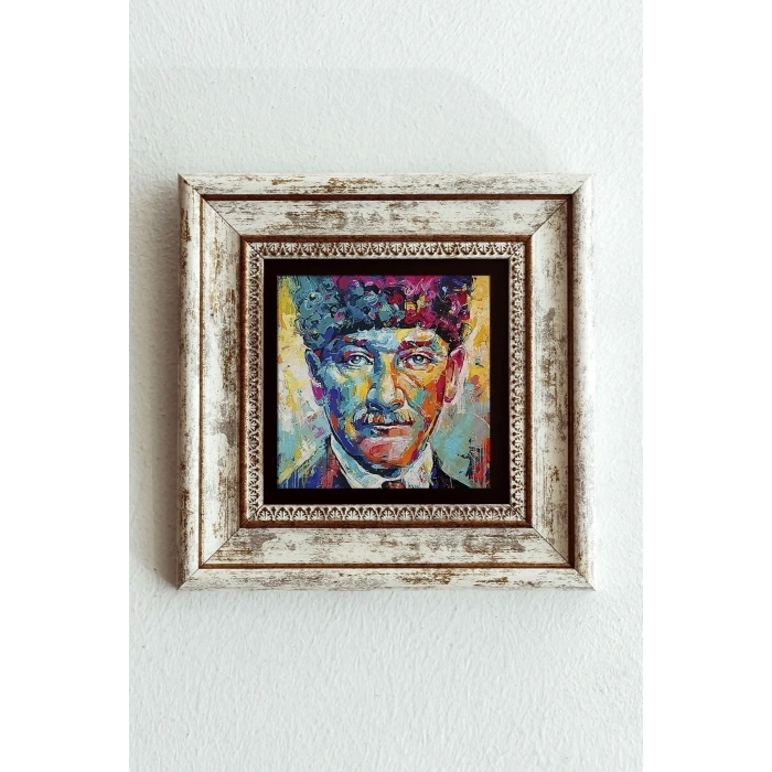 Atatürk Çerçeveli Taş Tablo , Çerçeveli Taş Duvar Dekoru-enkcrcvtbl-00197 20 cm