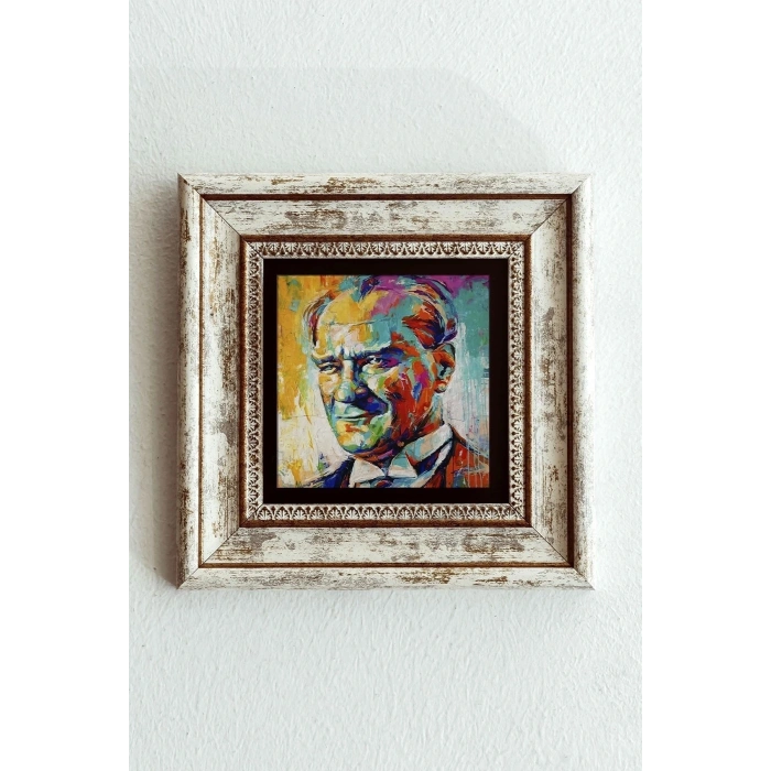 Atatürk Çerçeveli Taş Tablo , Çerçeveli Taş Duvar Dekoru-enkcrcvtbl-00207 20 cm