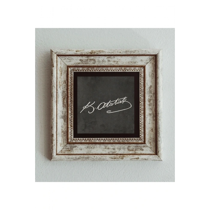 Atatürk Imzası Çerçeveli Taş Tablo , Çerçeveli Taş Duvar Dekoru 20 cm