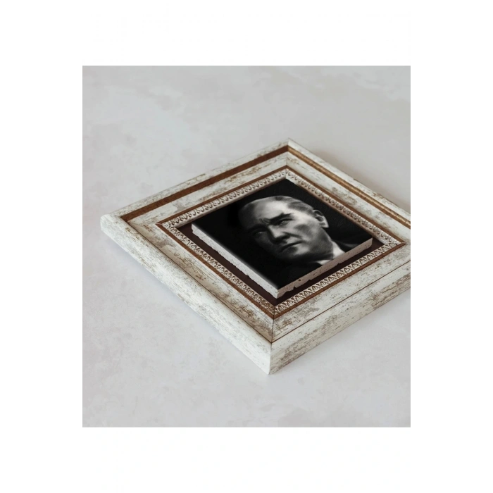 Atatürk Portre Çerçeveli Taş Tablo , Çerçeveli Taş Duvar Dekoru 20 cm