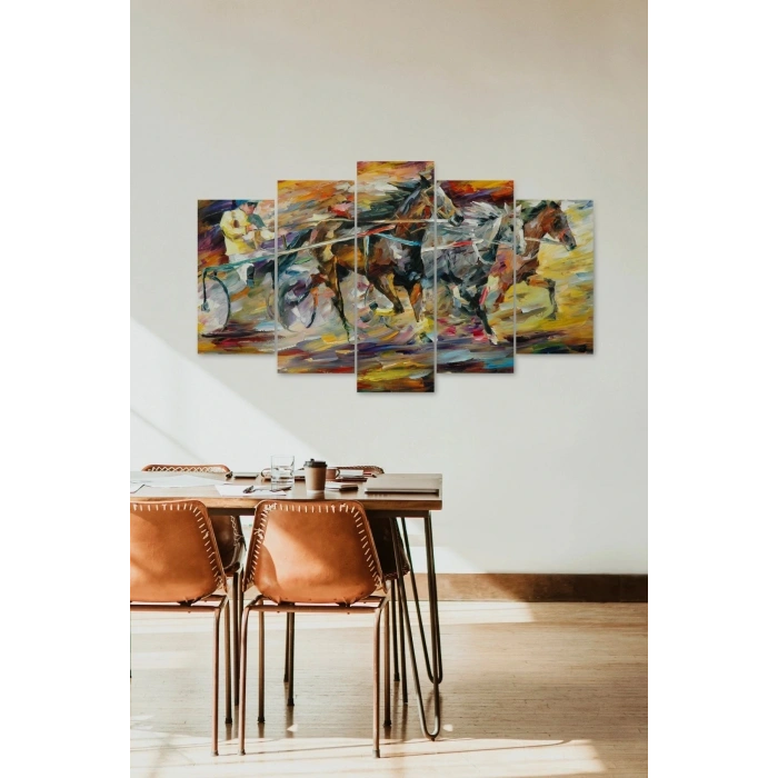 Atlar ve Arabacı 5 Parçalı Mdf Tablo 60 x 100