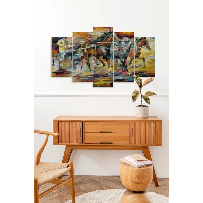 Atlar ve Arabacı 5 Parçalı Mdf Tablo 60 x 100