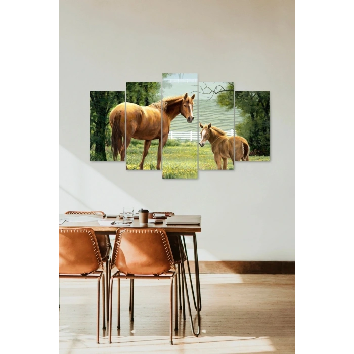 Atlar ve Masumiyet 5 Parçalı Mdf Tablo 60 x 100