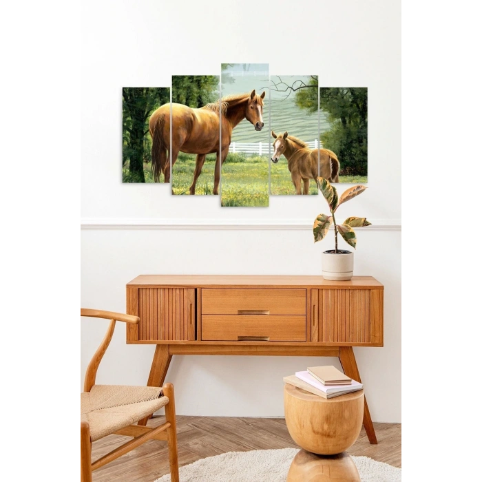 Atlar ve Masumiyet 5 Parçalı Mdf Tablo 60 x 100