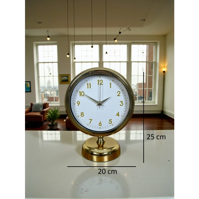 Aura Gold Modern 25 x 20 Cm Metal Masa Saati