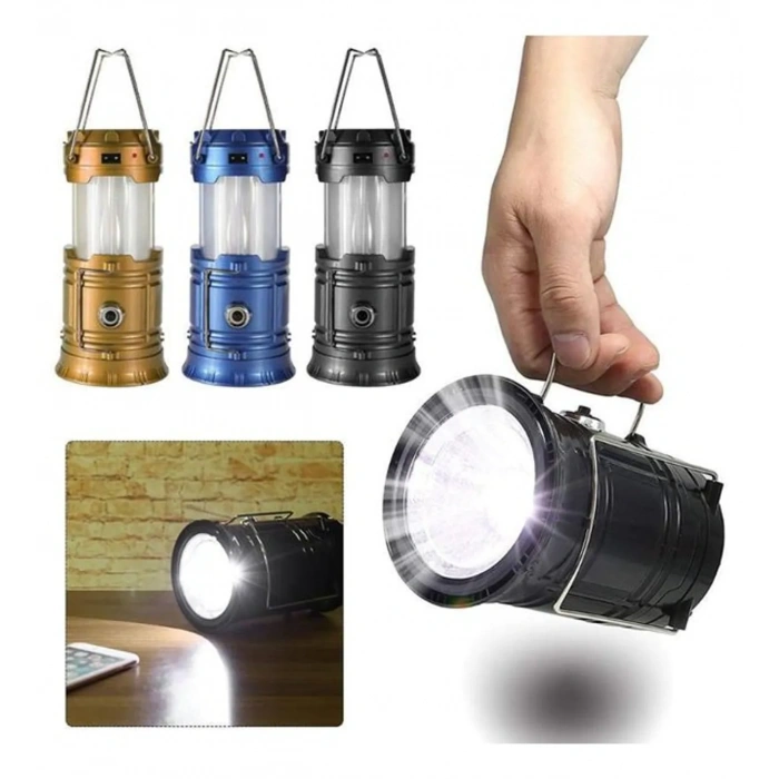 Avcı Feneri Kamp Lambası Şarjlı USB Girişi Solar (5365)