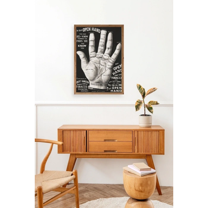 Avuç Okuma Rehberi Ahşap Çerçeveli Tablo 23 x 30