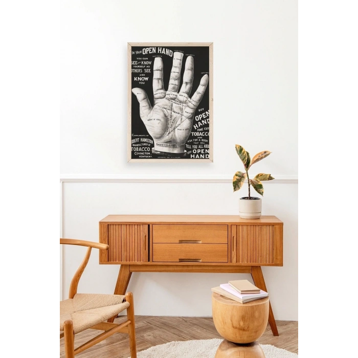 Avuç Okuma Rehberi Ahşap Çerçeveli Tablo 50 x 70