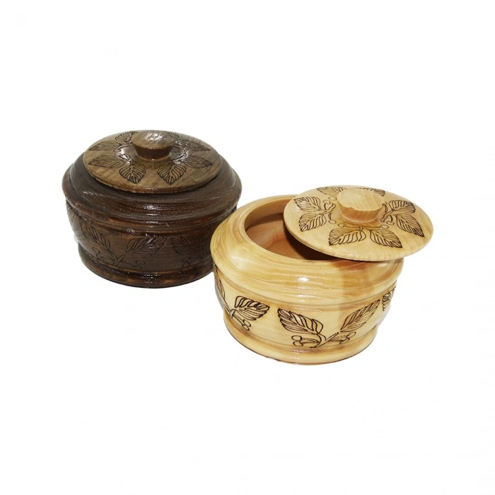 AYAKSIZ   DESENLİ - CNC İŞLEMELİ  AHŞAP ŞEKERLİK KAPAKLI  FİLELİ AMBALAJ (5365)