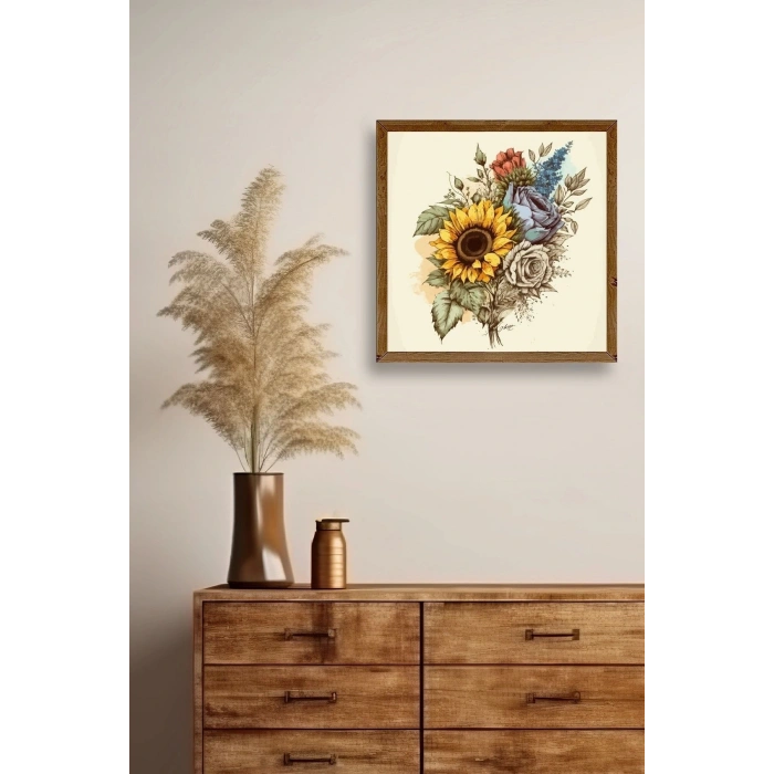 Ayçiçeği Ahşap Çerçeveli Tablo 23 x 23