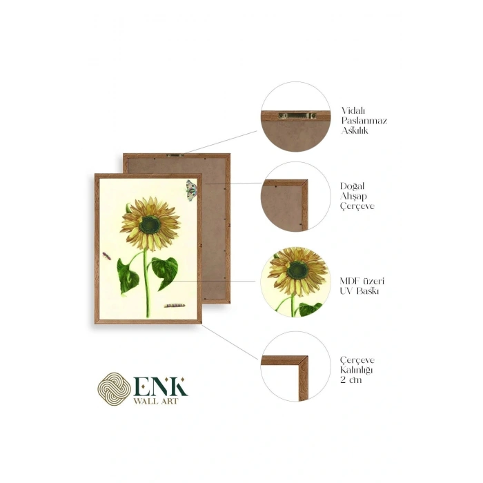 Ayçiçeği Ahşap Çerçeveli Tablo 50 x 70