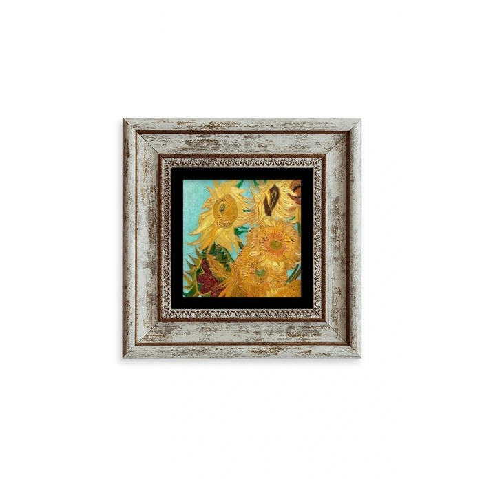 Ayçiçeği Çerçeveli Taş Tablo 20 cm