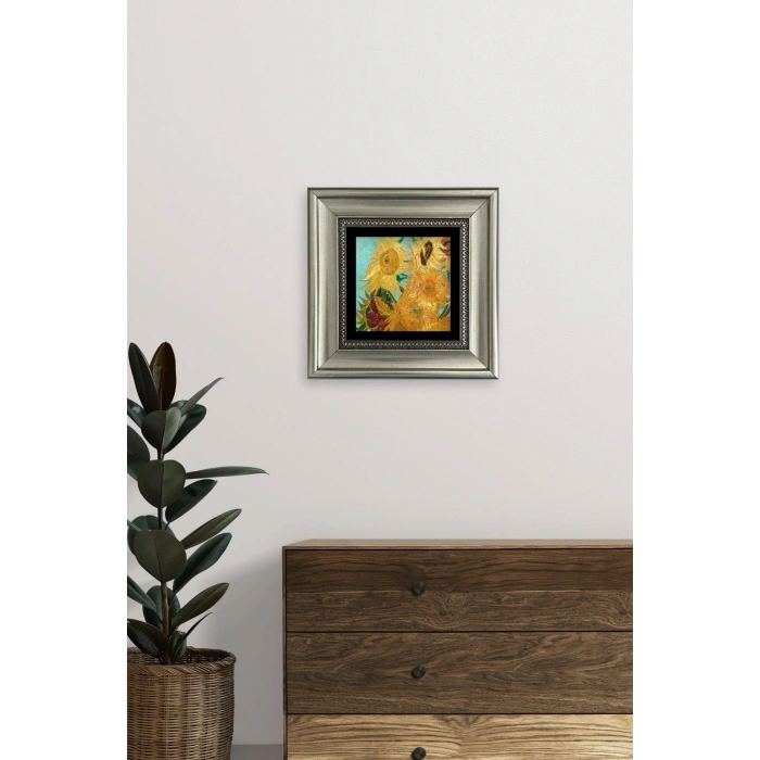 Ayçiçeği Çerçeveli Taş Tablo 20 cm