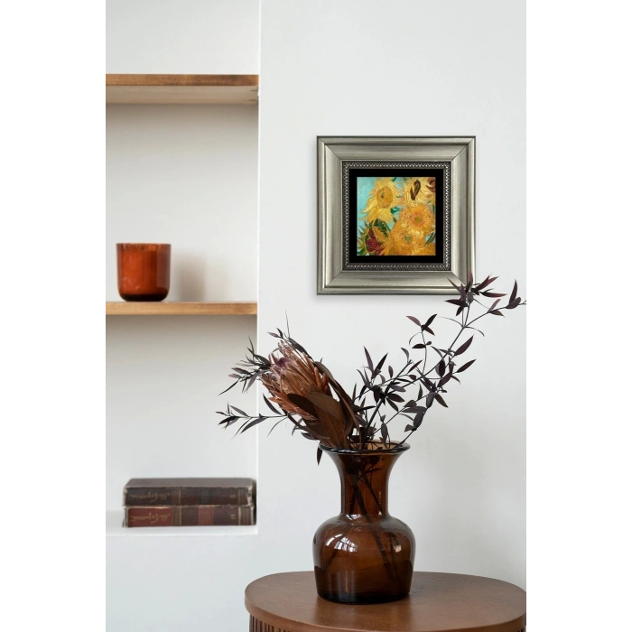 Ayçiçeği Çerçeveli Taş Tablo 20 cm