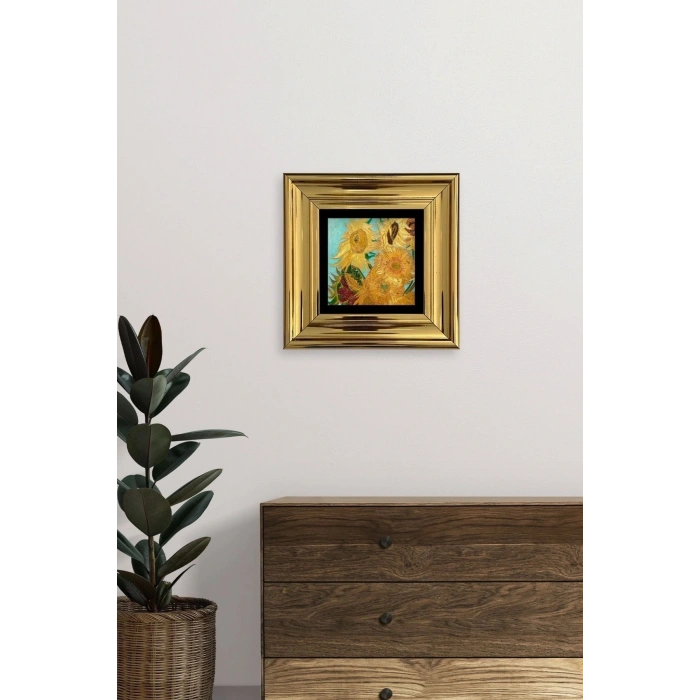 Ayçiçeği Çerçeveli Taş Tablo 20 cm