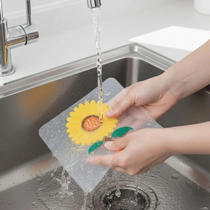 Ayçiçeği Tasarımlı Gider Koku Önleyici – Silikon Lavabo Gider Matı (5365)