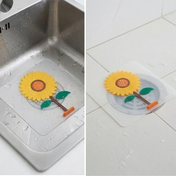 Ayçiçeği Tasarımlı Gider Koku Önleyici – Silikon Lavabo Gider Matı (5365)