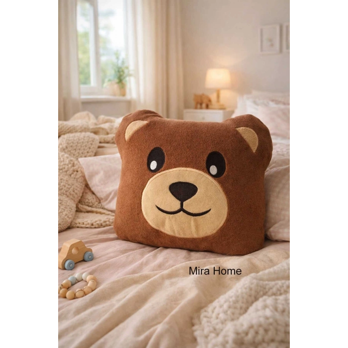 Ayıcık Figürlü Dekoratif Çocuk Odası Yastığı - 25x30 cm