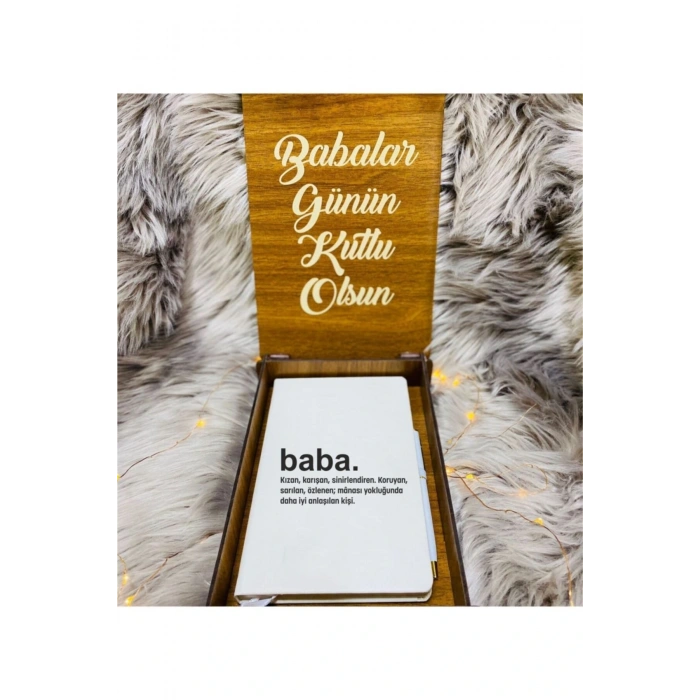 Babalar Günü Ahşap Kutulu Defter Kalem Seti