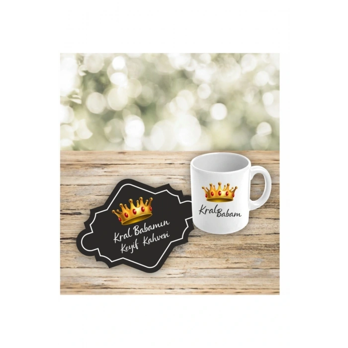 Babalar Günü Için Ahşap Supla & Kupa Bardak Seti