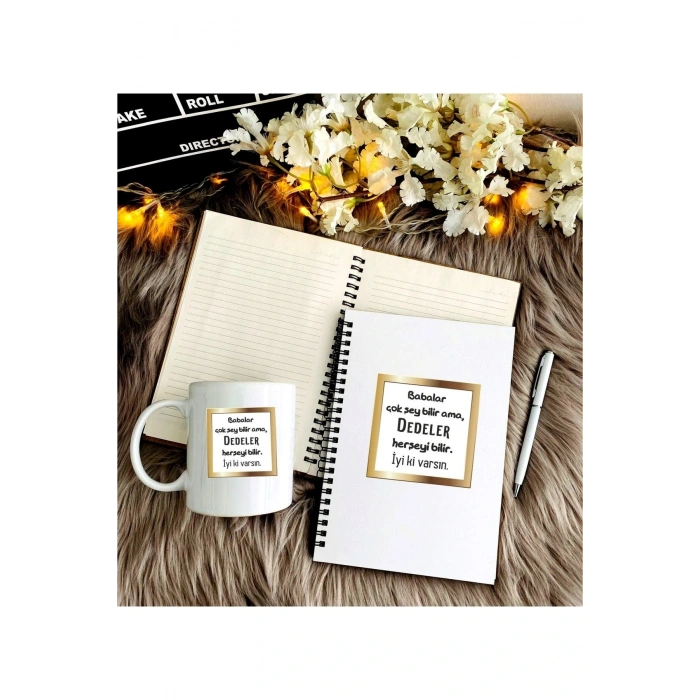 Babalar Günü Için Dede Baskılı Kalem Defter Kupa Set4