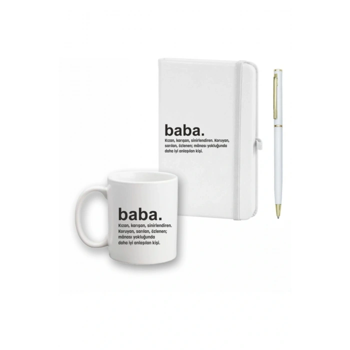 Babalar Günü Için Defter, Kalem Ve Kupa Seti