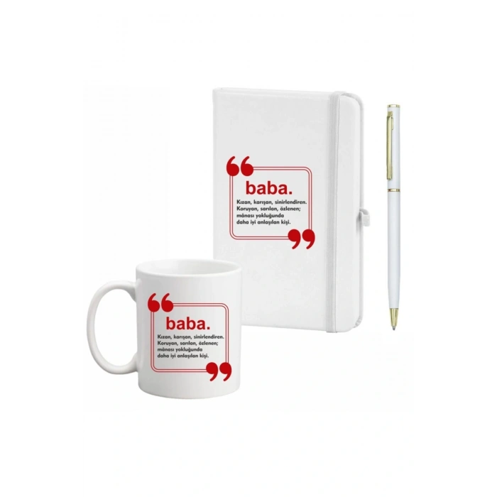 Babalar Günü Için Kalem Defter Kupa Seti