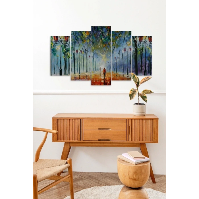 Bağ Bozumu Hüzün Sonbahar 5 Parçalı Mdf Tablo 60 x 100