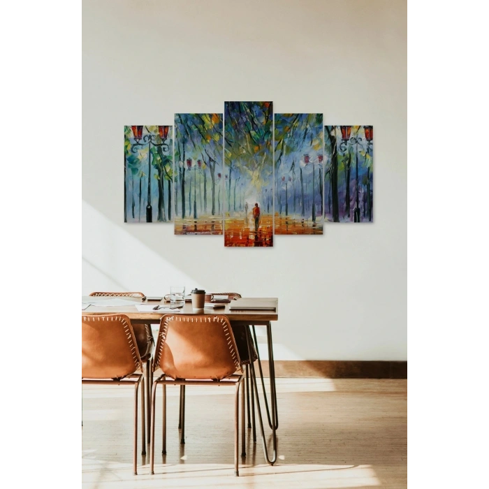 Bağ Bozumu Hüzün Sonbahar 5 Parçalı Mdf Tablo 60 x 100