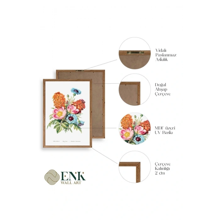 Bahar Çiçekleri Ahşap Çerçeveli Tablo 50 x 70