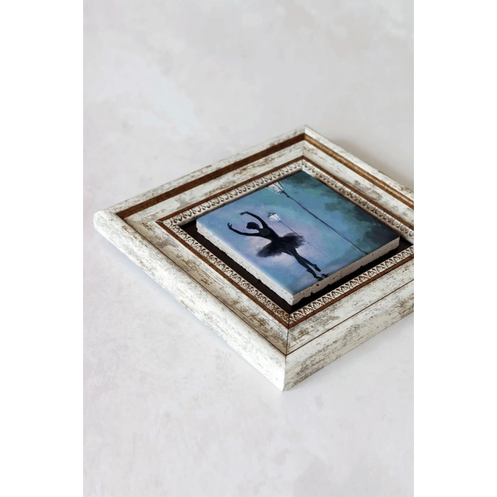 Balerin Kız Çerçeveli Taş Tablo , Çerçeveli Taş Duvar Dekoru-enkcrcvtbl-00114 20 cm