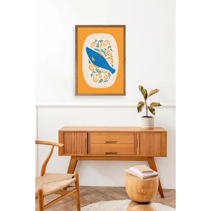Balık Ahşap Çerçeveli Tablo 30 x 42