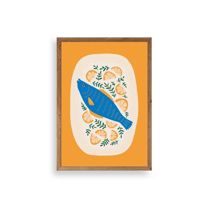 Balık Ahşap Çerçeveli Tablo 50 x 70
