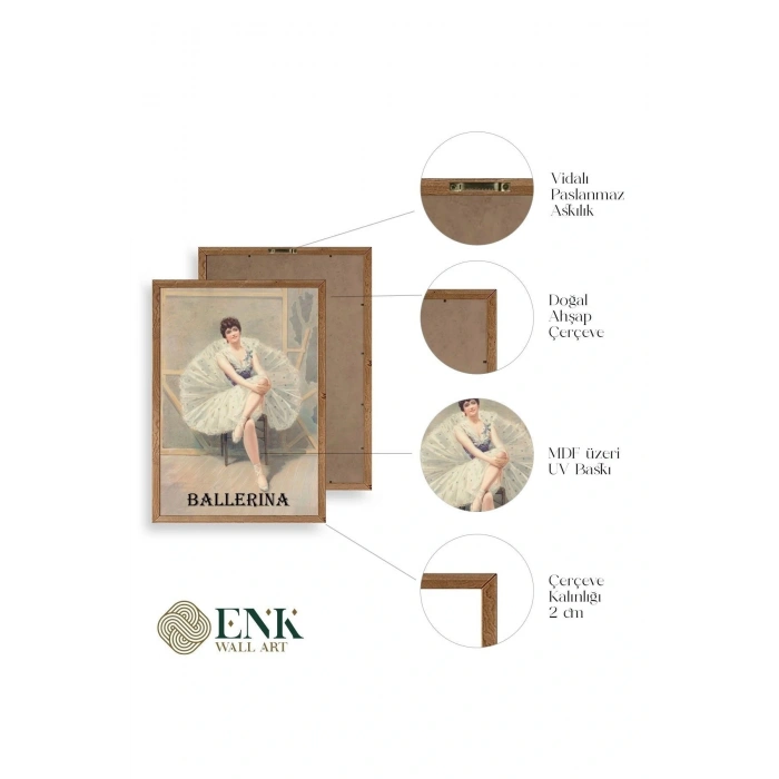 Ballerina Ahşap Çerçeveli Tablo 30 x 42
