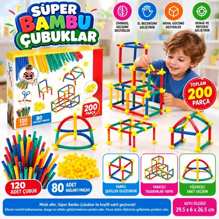Bambu Çubuk Seti 200 Parça Pratik Kullanım
