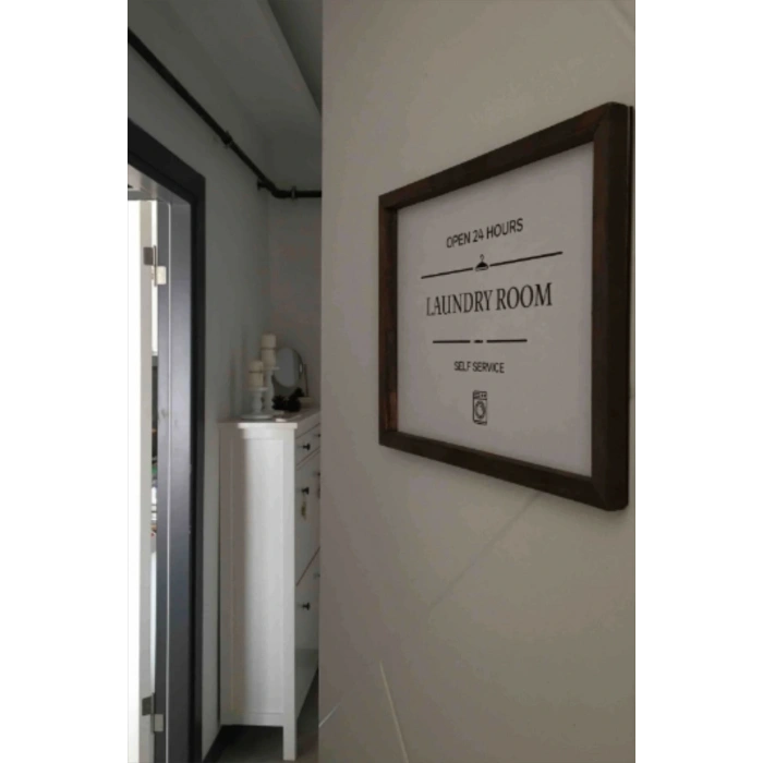 Banyo Laundry Room Ahşap Çerçeve - Beyaz Zemin 10 x 10