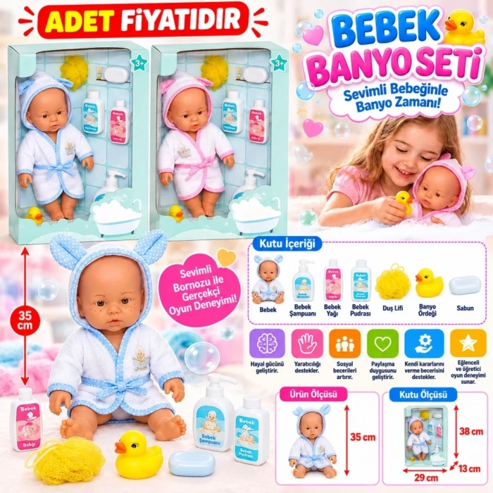 Banyo Zamanı Bebek Seti 35 Cm +3 Yaş