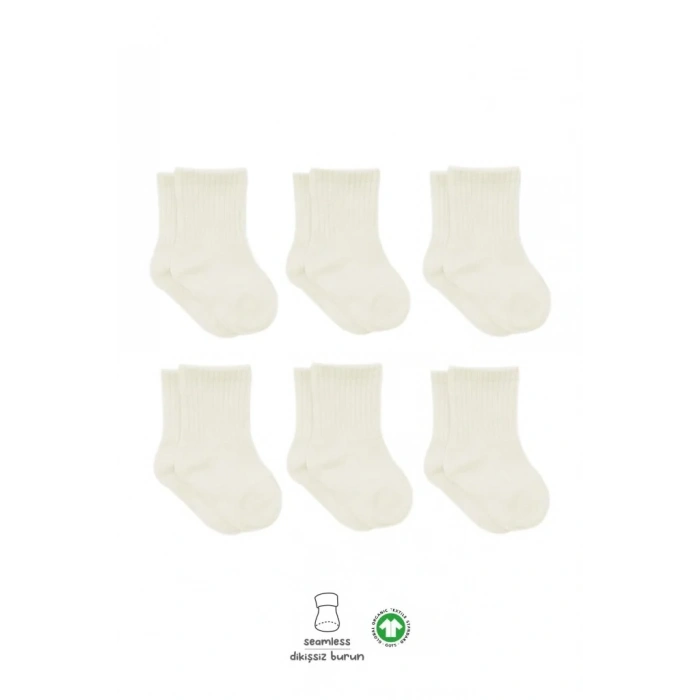Basic Soket Çorap 6lı Set Ekru Renkli Konfor